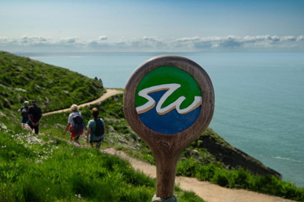 South West Coast Path Association trailblazer walk for the 50th anniversary. The beautiful North Devon coast line of Baggy point near Croyde.