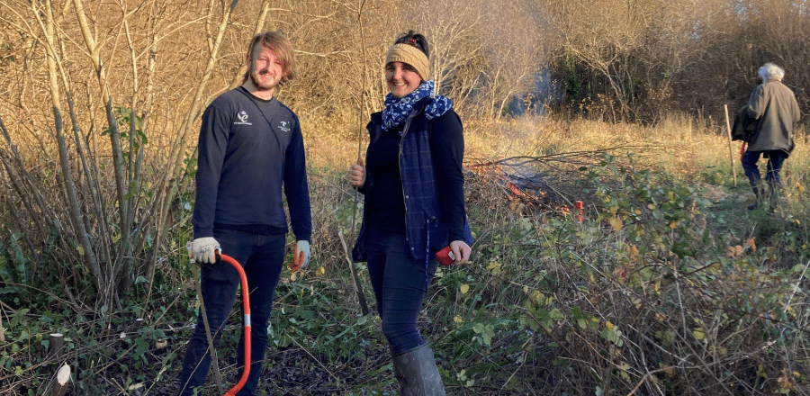 ND Coast Nationla Landscape – Braunton Burrows Volunteer day (3) Turnstyle Designs team clearing surrounding bushes and cutting vegetation to clear local Braunton Burrows dunes